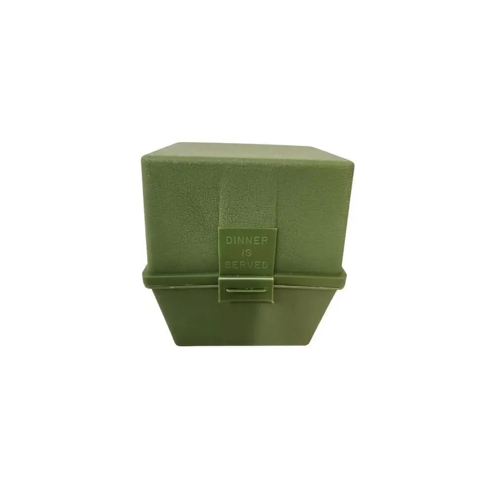Vintage 1972 DINNER IS SERVED Avocado Green Marjon Promotions Recipe Box Cards